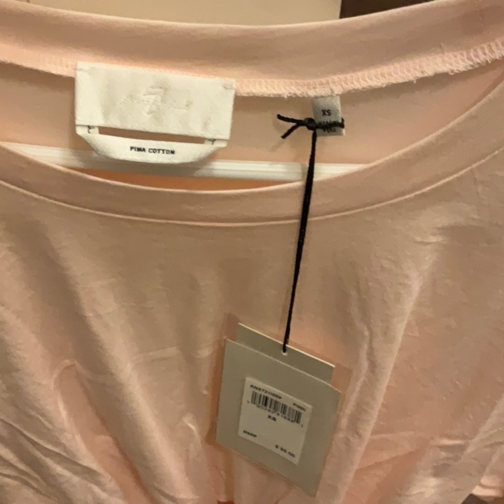 7 For All Mankind Light Pink Tie-Front Tee - Picture 2 of 4